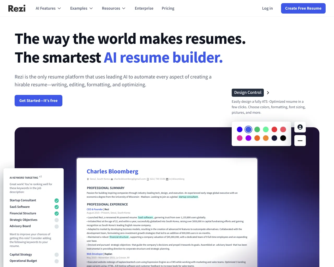 The Way the World Makes Resumes. The Smartest GPT-powered Resume Builder.