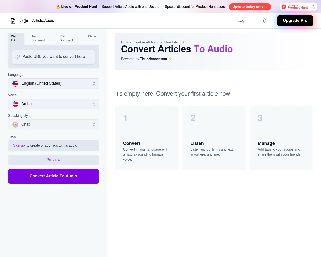 Convert Articles in Audio