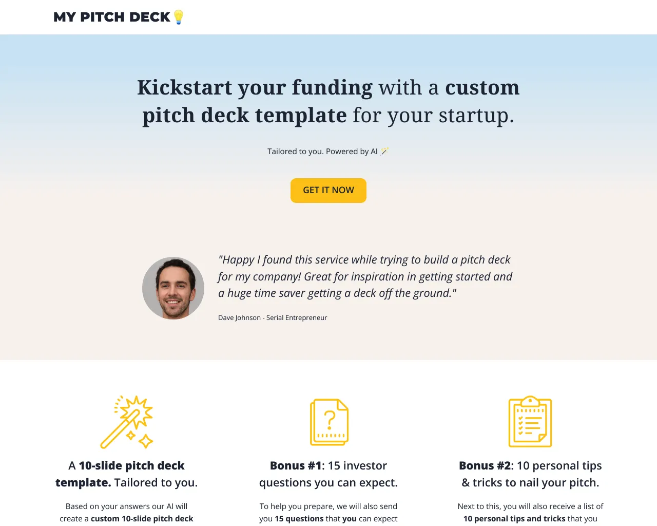 My Pitch Deck - Kickstart your funding with a custom pitch deck template