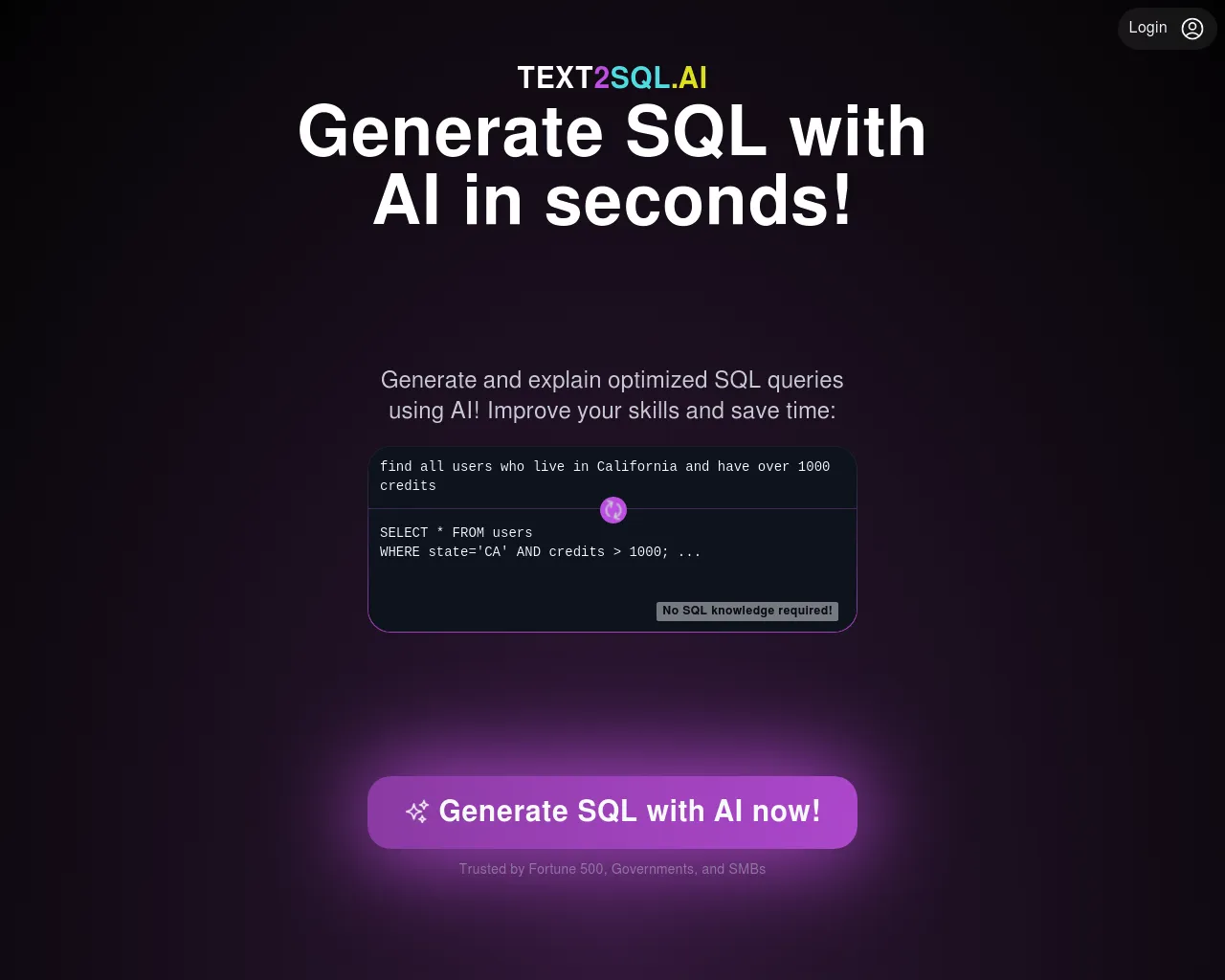 Text2Sql.Ai - Generate SQL Queries With AI for Free!