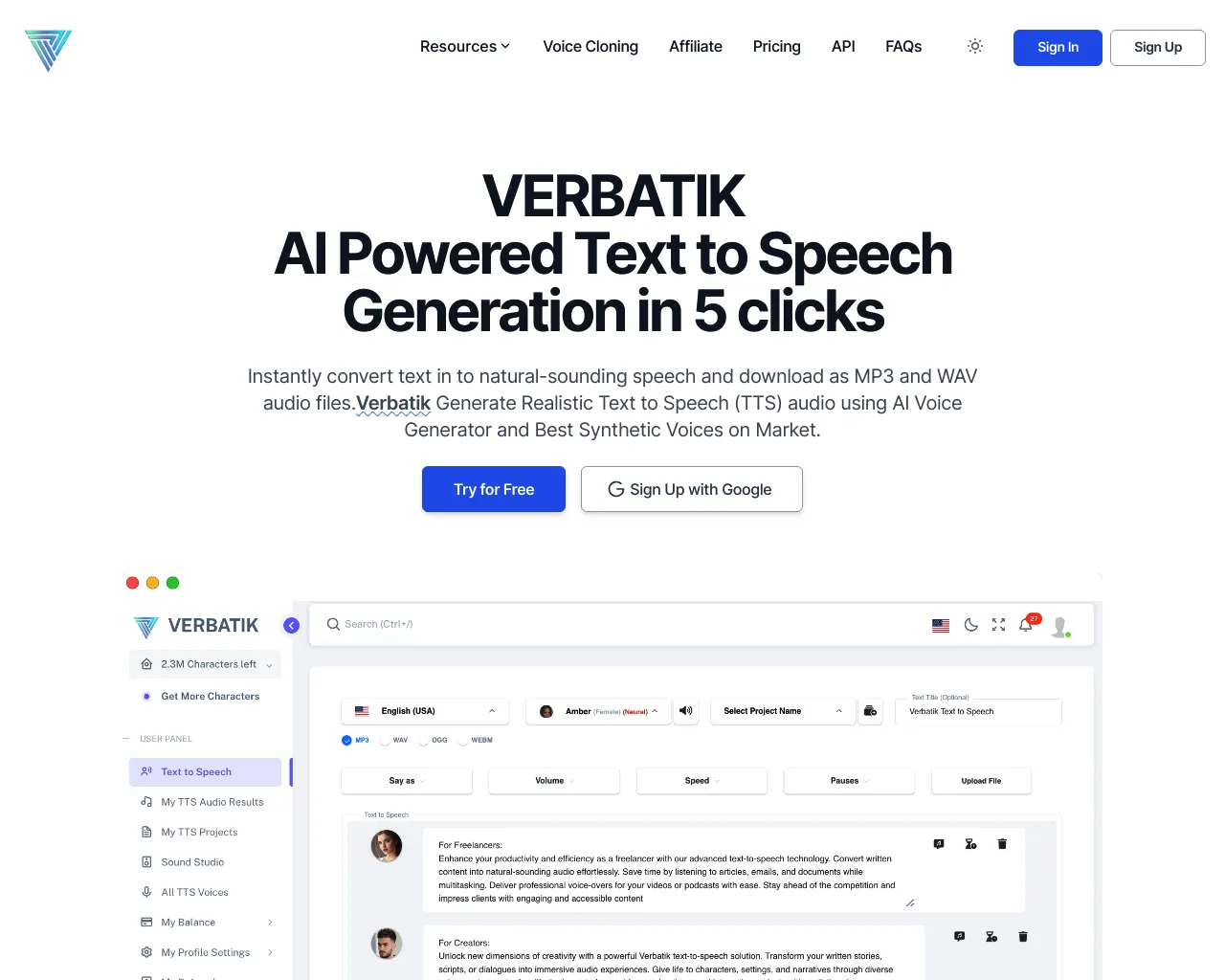 AI Powered Text to Voice Generation.