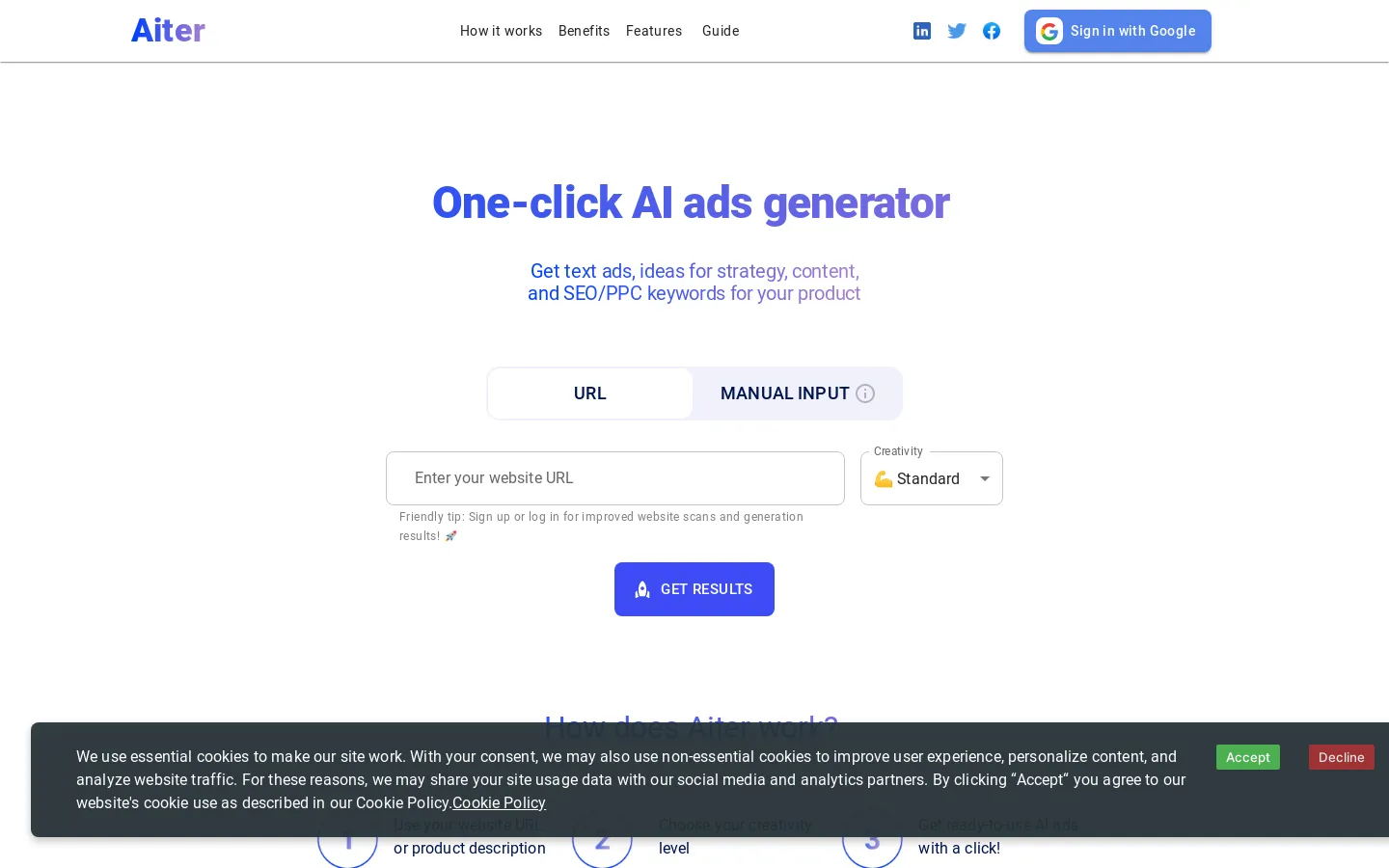 Aiter – One-Click AI Ads, AI Content and Strategy Ideas