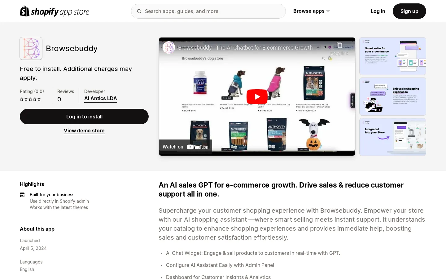 Browsebuddy - Browsebuddy - AI sales chat that sells products from store | Shopify App Store