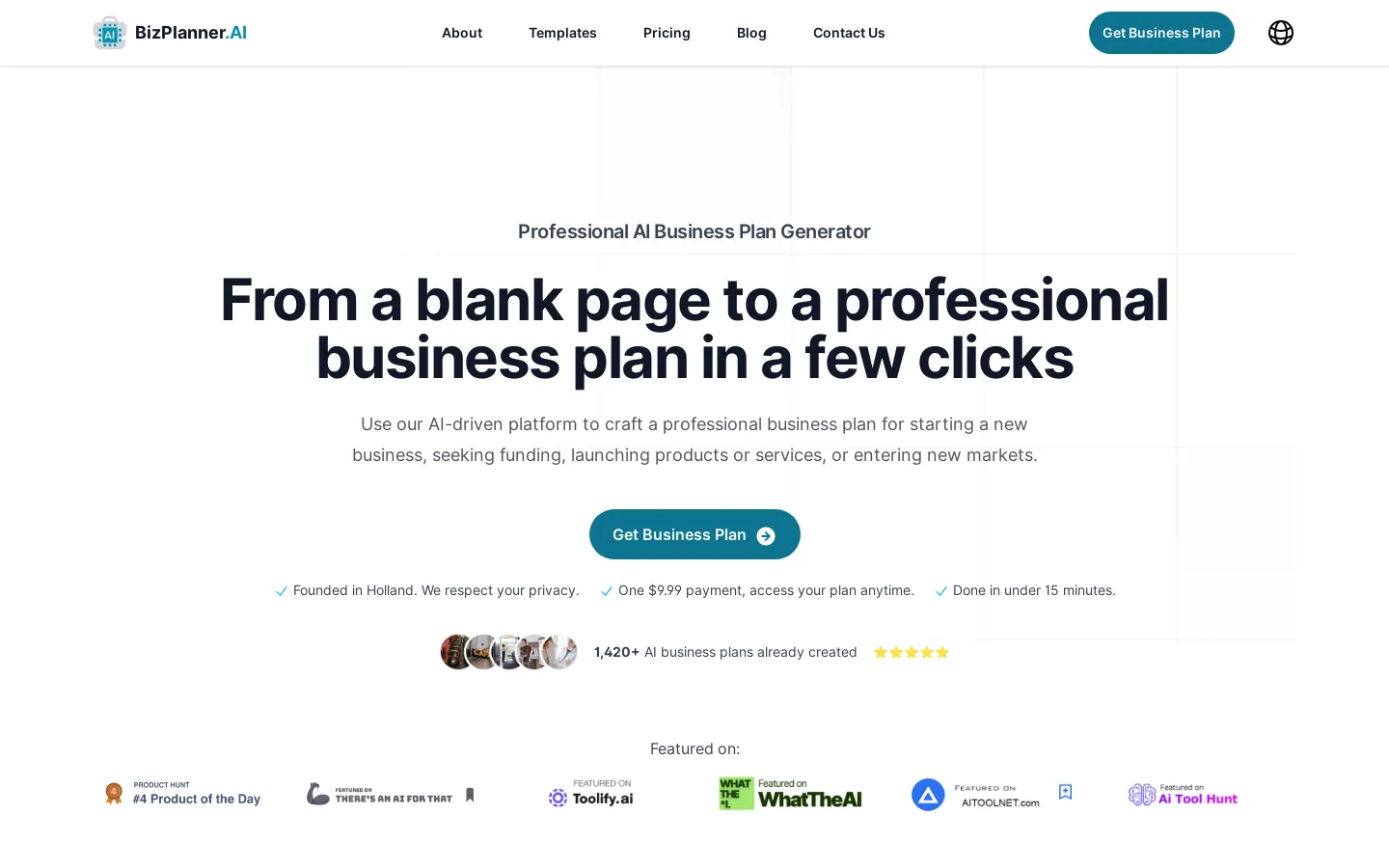 AI Business Plan Generator | Get your business plan in 15 minutes