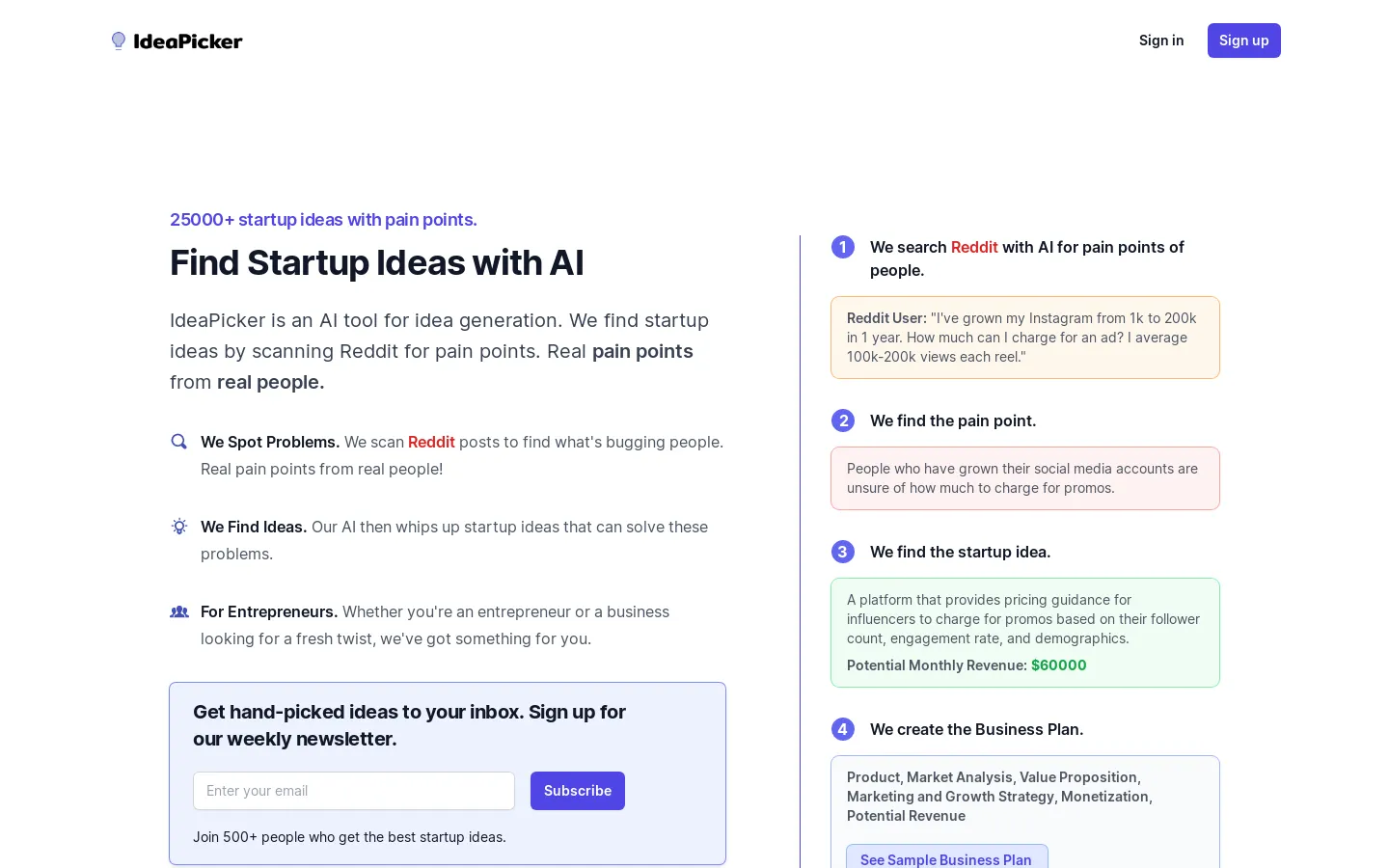 Find Startup Ideas with AI | IdeaPicker