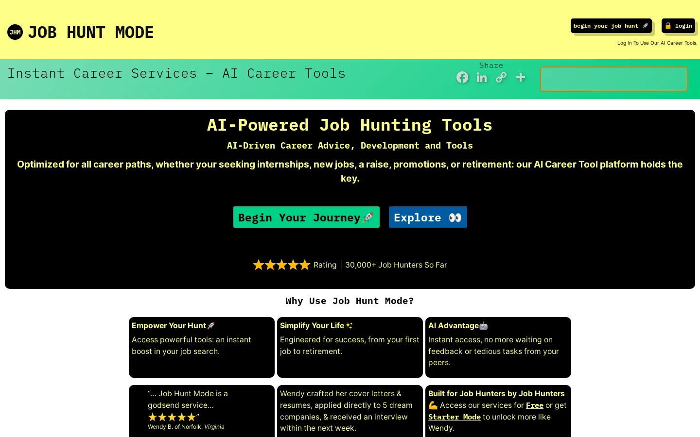 Instant Career Services - AI Career Tools - Job Hunt Mode