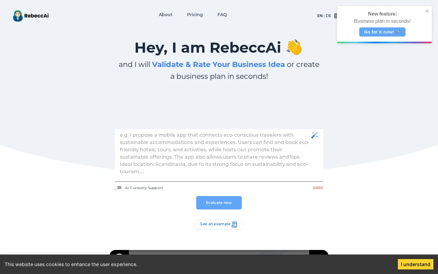 RebeccAi - AI-powered business idea evaluation and validation tool