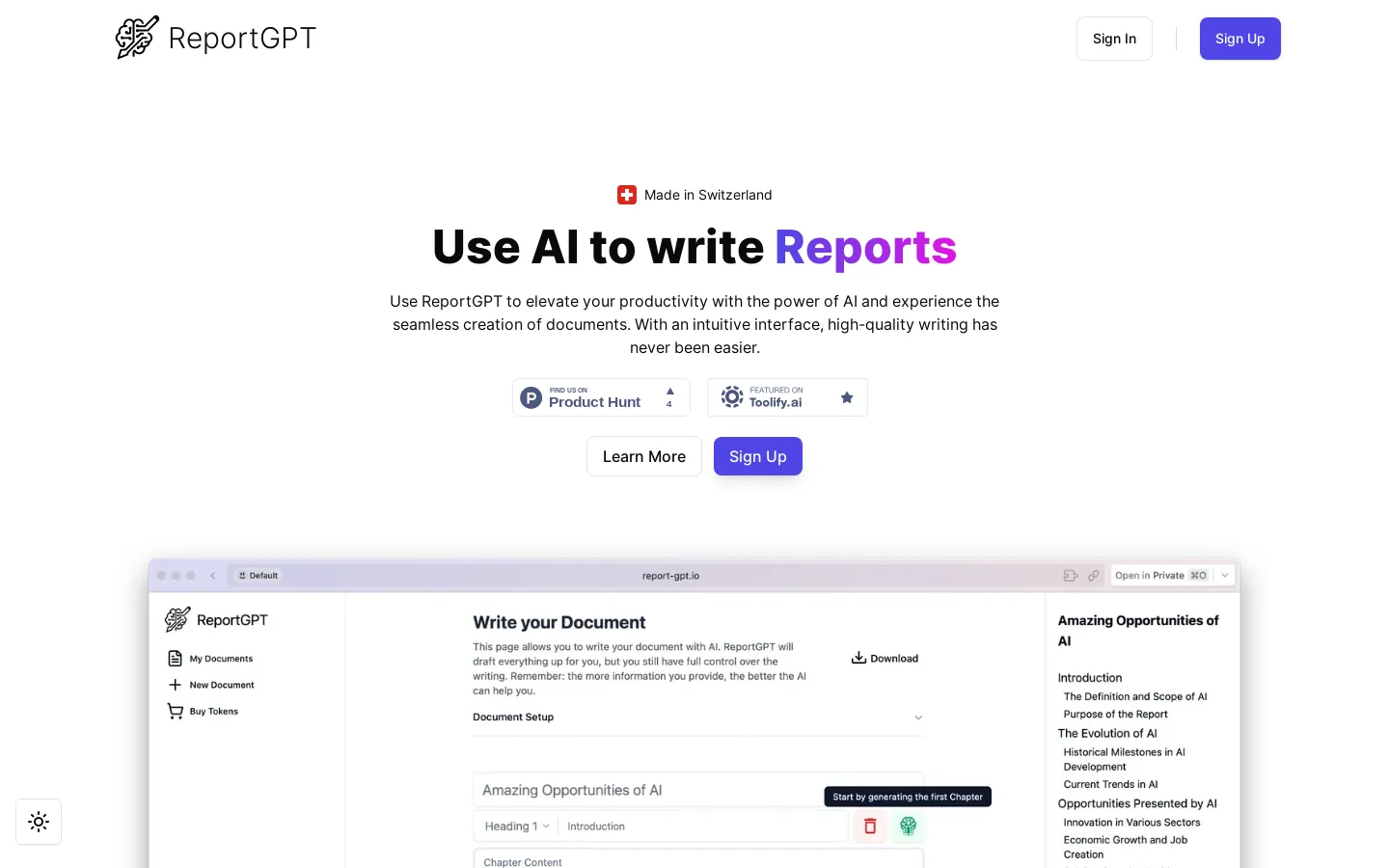 ReportGPT - AI Powered Writing Assistant