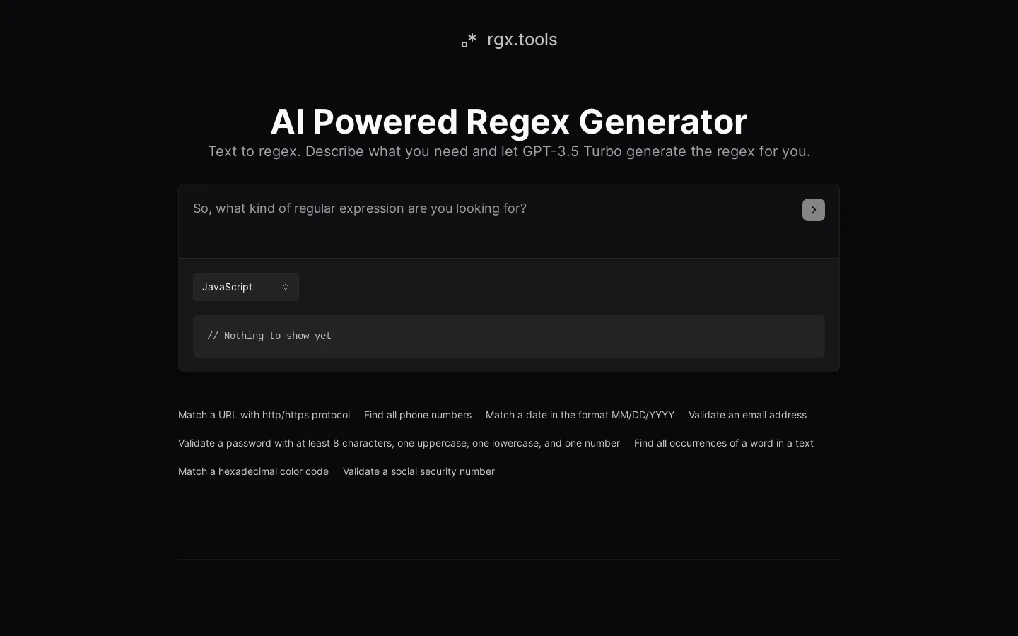 AI Powered Text to Regex | rgx.tools