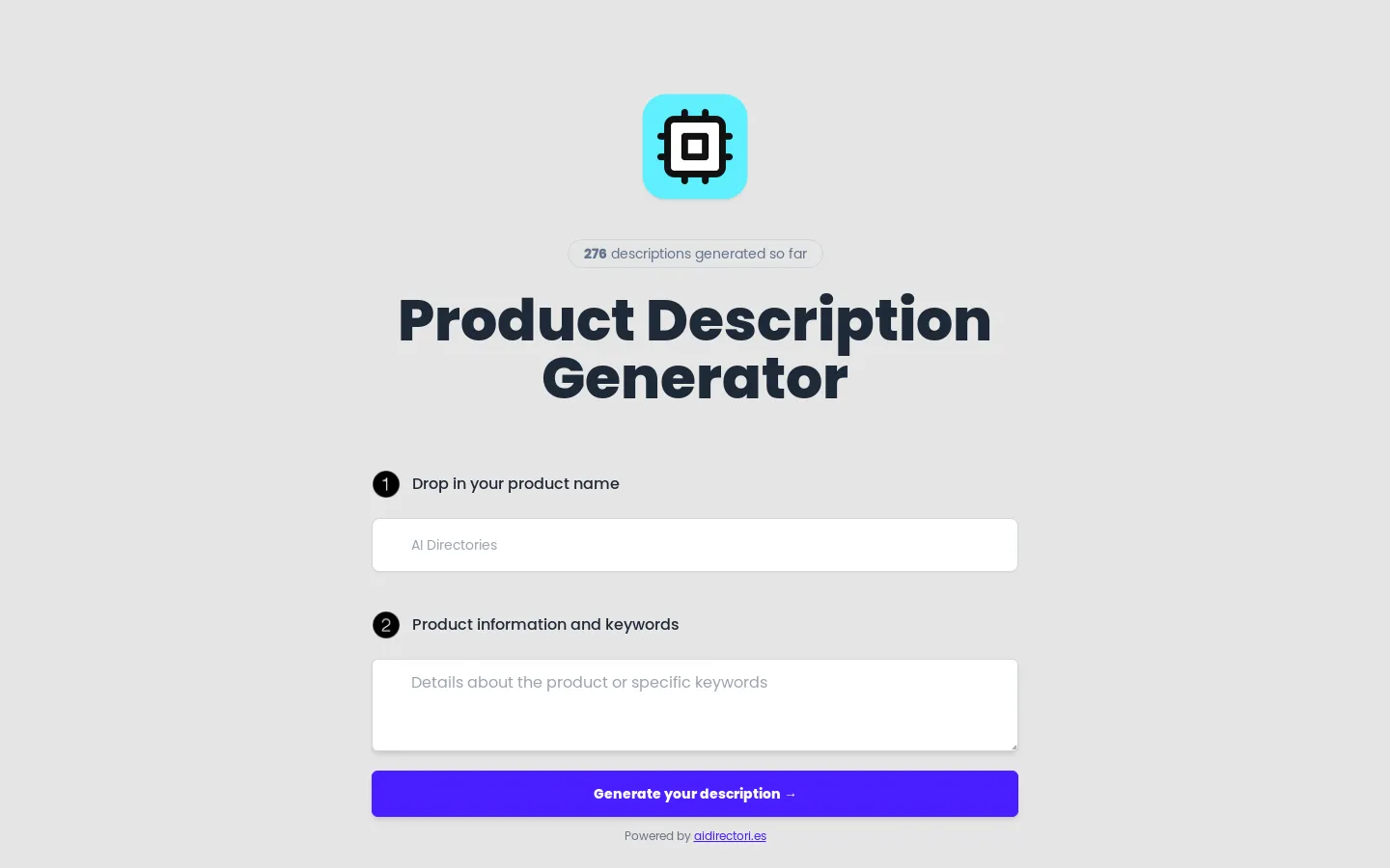 Free Product Description Generator | AI Directories