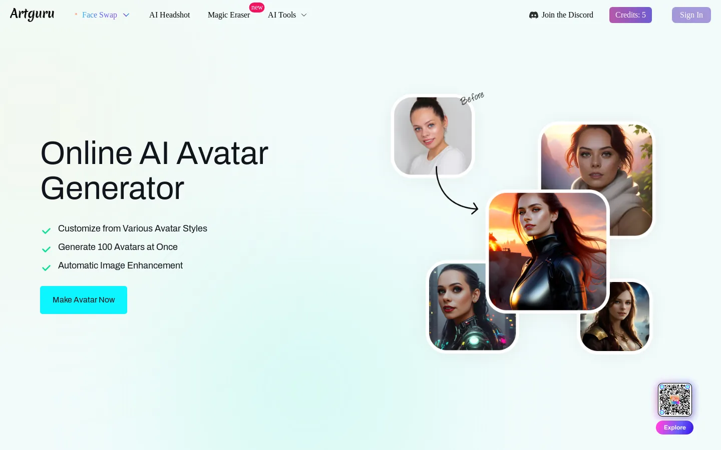 Artguru AI Avatar Generator - Create Your AI Avatar Online