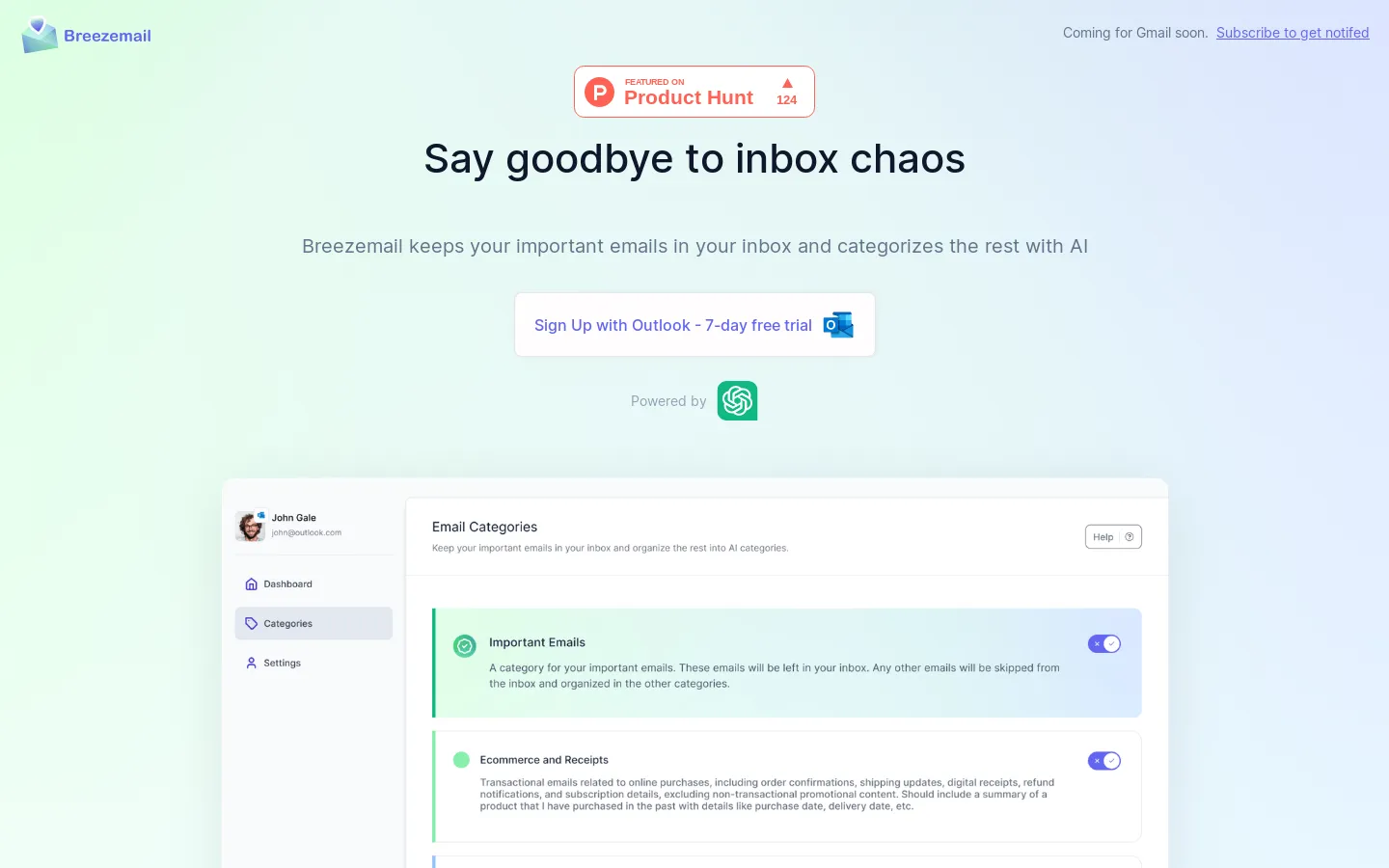 Breezemail - Organize your inbox with AI categories