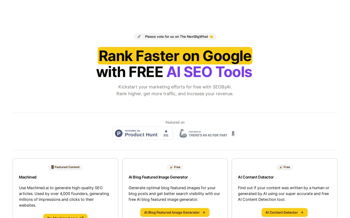 SEOByAI - Rank Faster on Google with Free AI SEO Tools