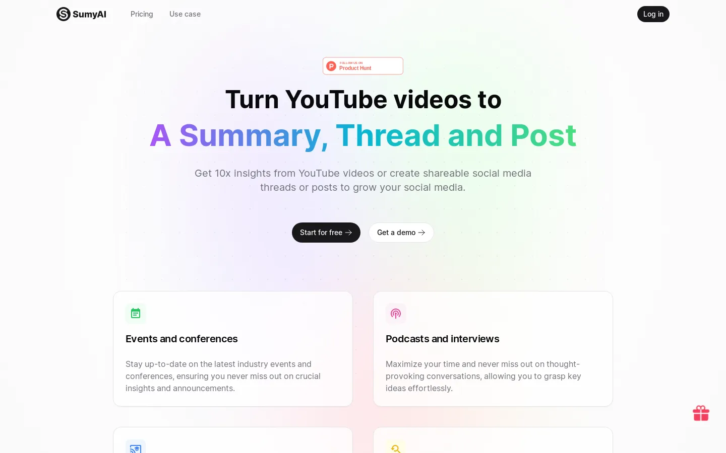 SumyAI - Get insights from Youtube 10x faster 🚀