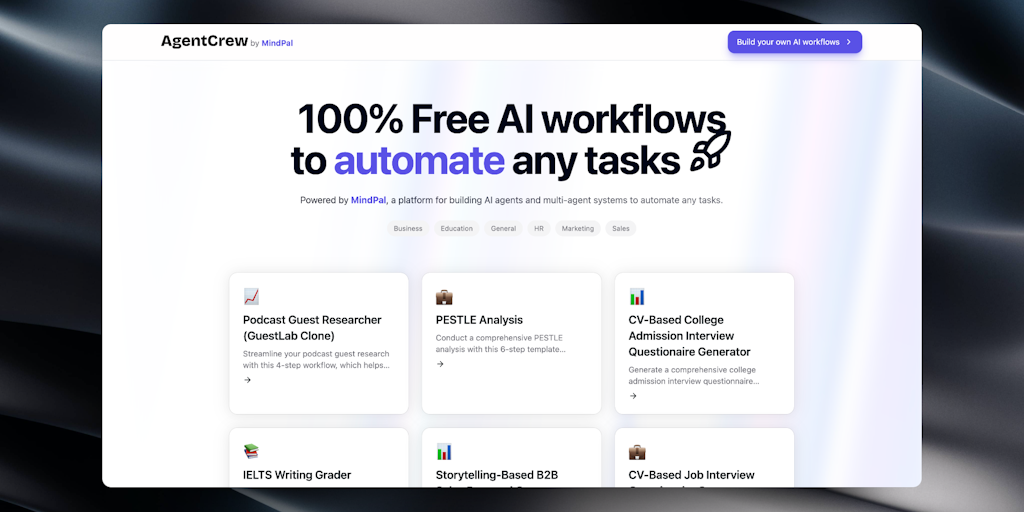 AgentCrew - 100% free tools to automate your tasks with AI today