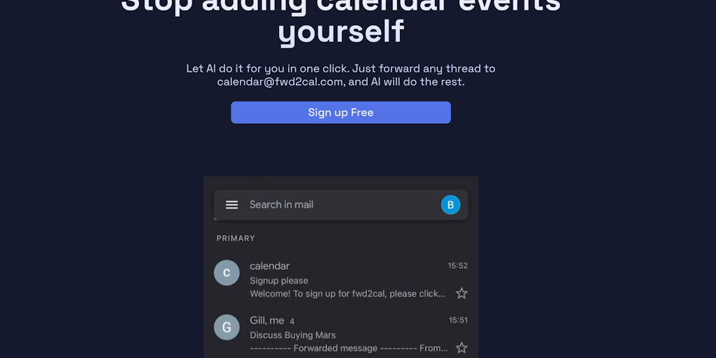 fwd2cal - Stop adding calendar events yourself