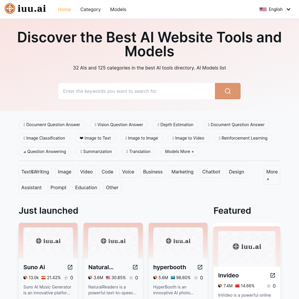 Best AI Tools Directory & AI Model Listings - iuu.ai