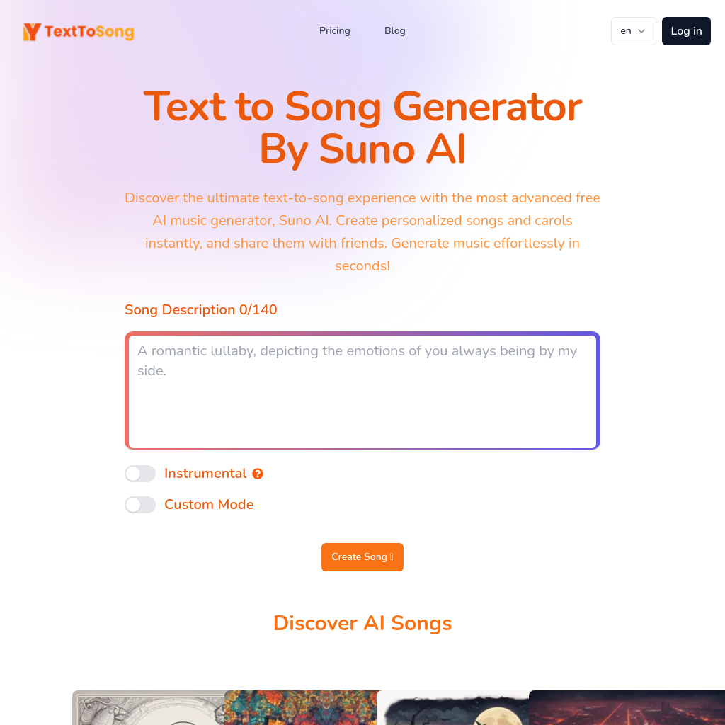 SunoAIText to Song - Free Text to Song And Best AI Music Generator