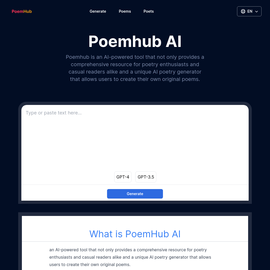 PoemHub: AI-Powered Poem Collector and Generator