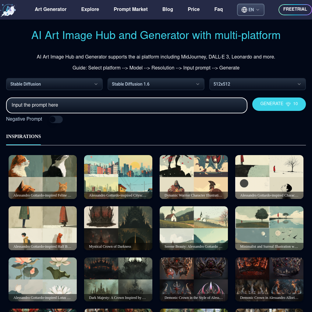 ArtiverseHub - AI Art Generator and Prompt Market