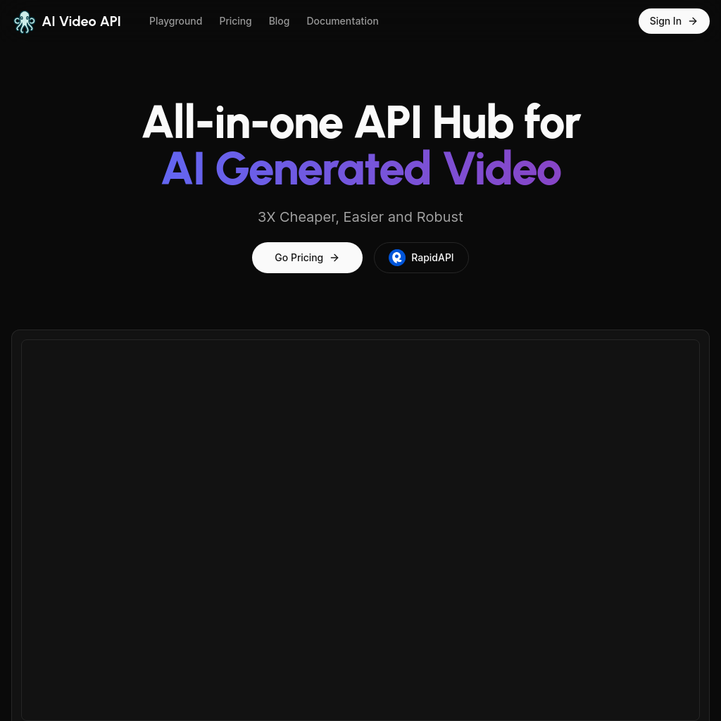 AI Video API - All-in-one API Hub for AI Generated Video