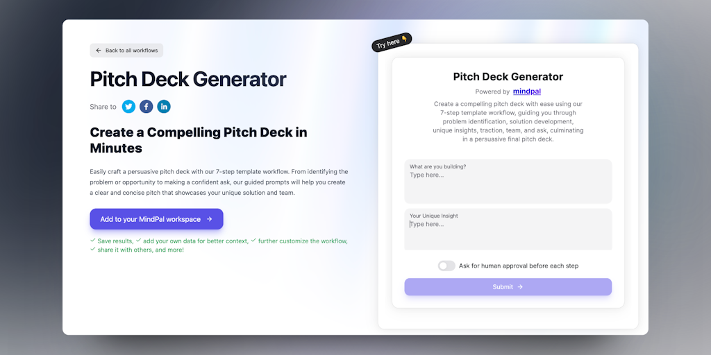 PitchFlow - Generate a winning pitch deck in a minute