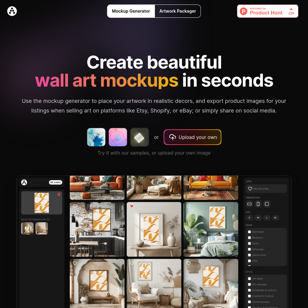 Artadum - Create stunning mockups for your art and photography