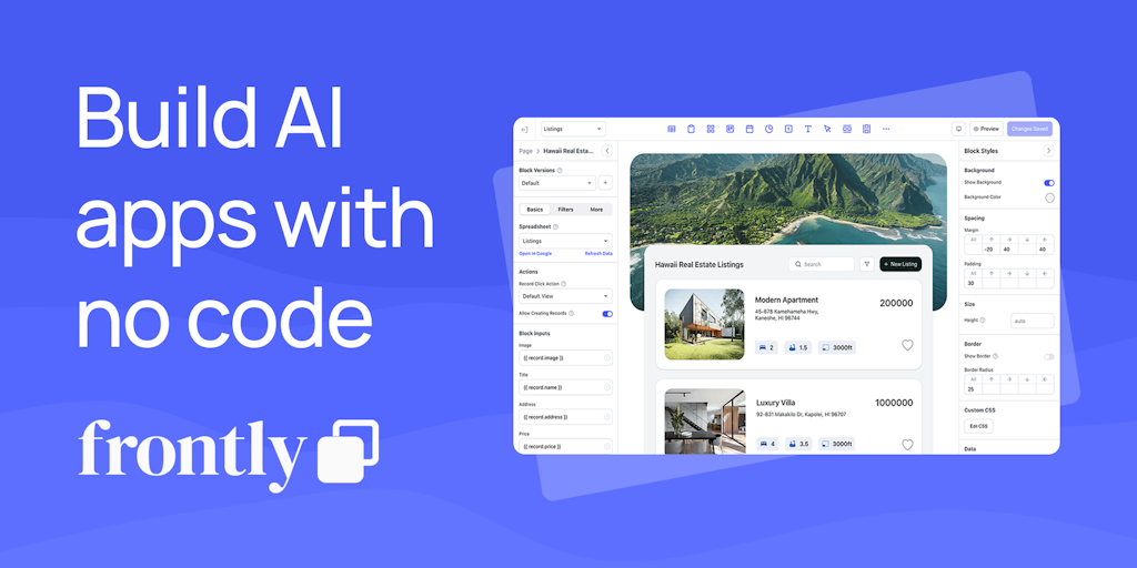 Frontly AI - Build AI-powered SaaS apps and internal tools with no code