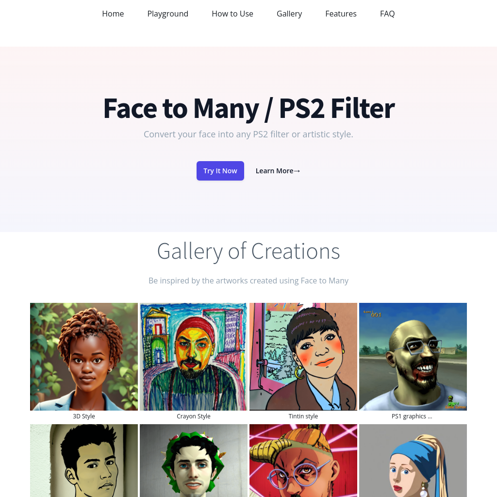 Face to Many - Convert Your Face into PS2 Filters and More