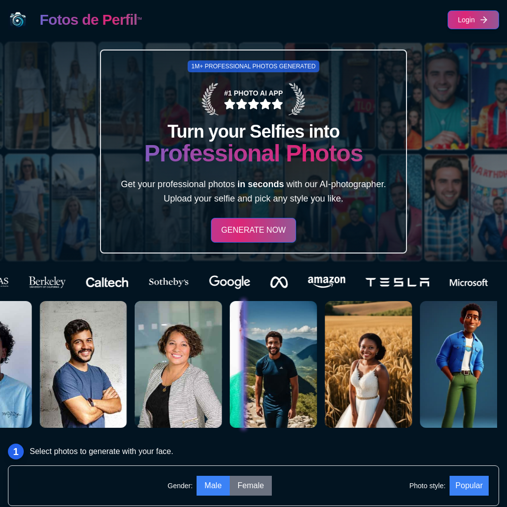 Transform Your Selfies with Fotos de Perfil | AI Photo Generator