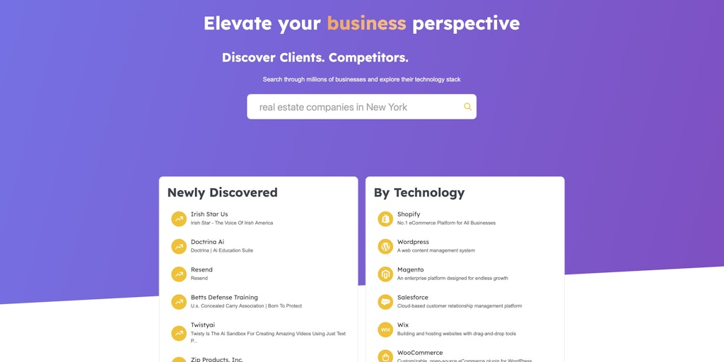 Stackpointer - Discover Clients, Competitors, Opportunities for Businesses