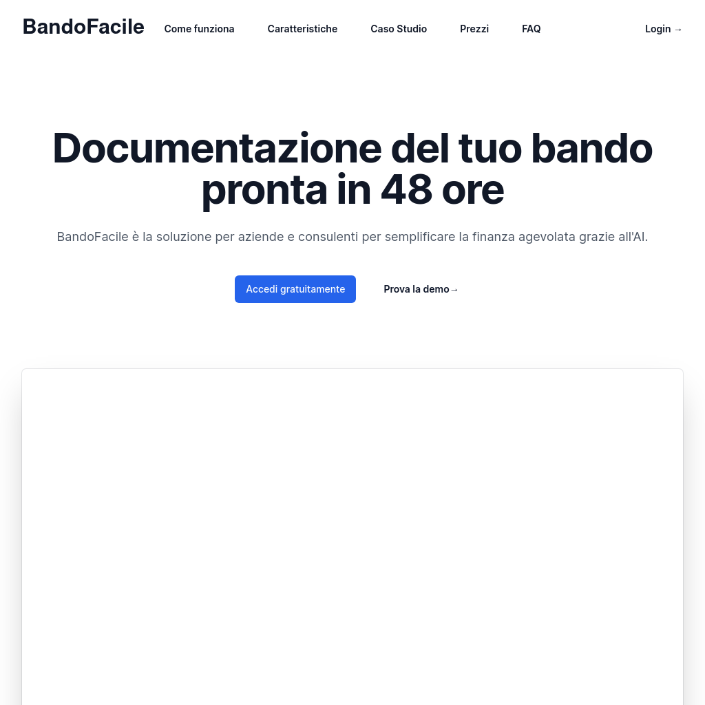 BandoFacile - Simplify Access to Government Funding with AI