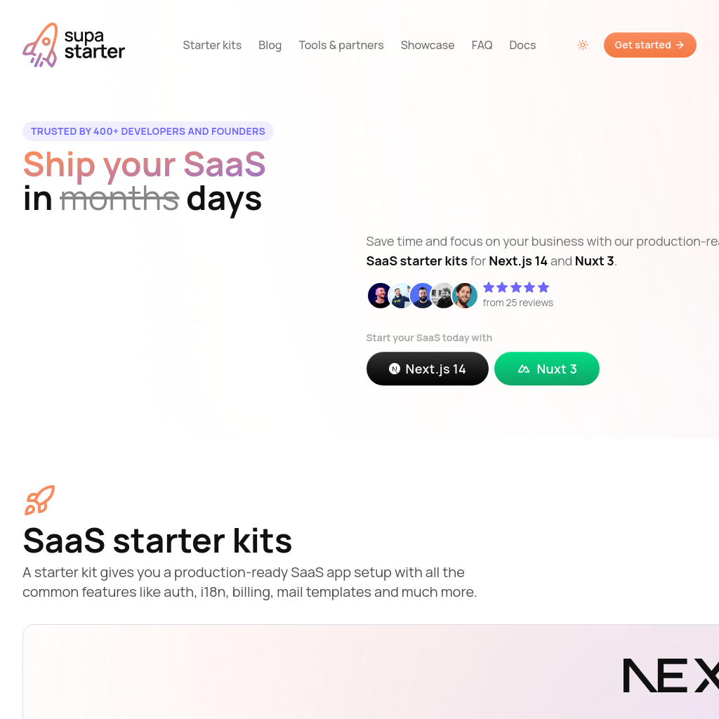 supastarter - SaaS starter kit for Next.js and Nuxt