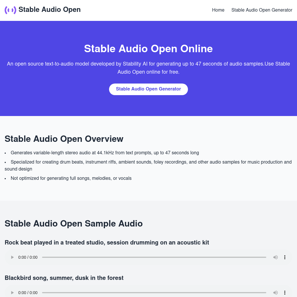 Stable Audio Open Online
